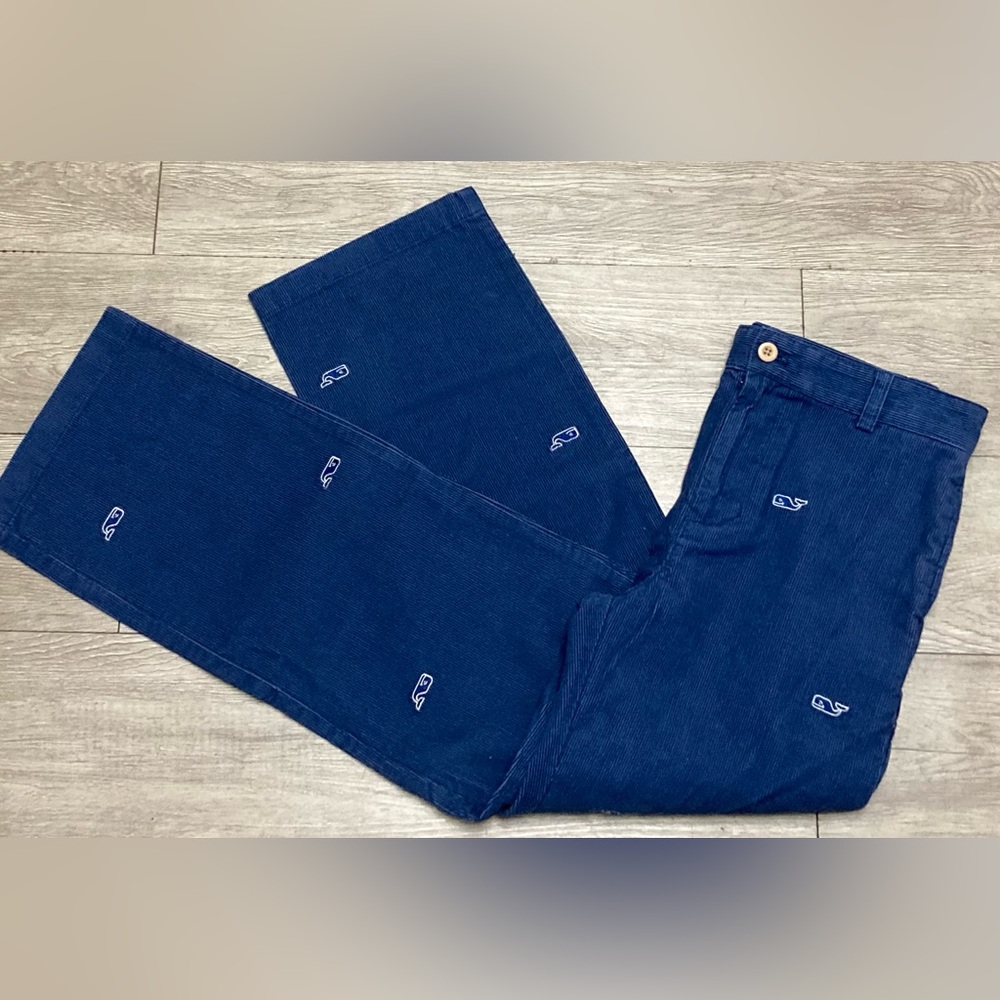 Vineyard Vines Boys Clubpant In Blue Corduroy With Embroidered Whales Sz 14 New